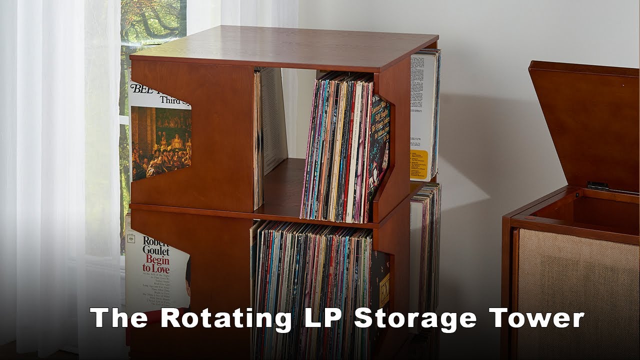 Rotating LP Storage Tower - 400 Records - Black