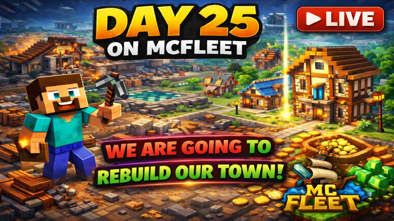 😱 Minecraft LIVE | MC Fleet Mein Apna Town ReBuild kare Ge ☠️🔴On Day 25? 