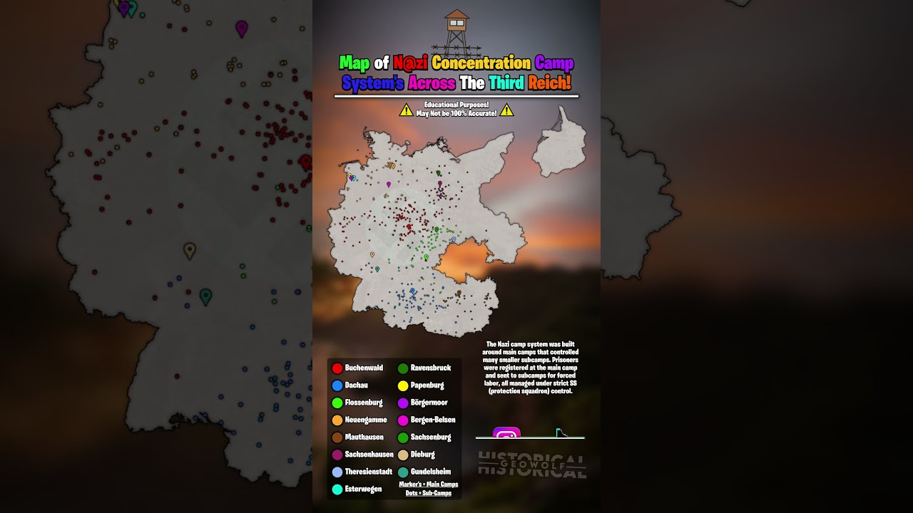 Map of N@zi Concentration Camp Systems Across The Third Reich (August 1939 Borders)!