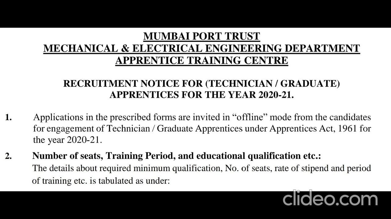 MUMBAI PORT TRUST RECRUITMENT_ APPRENTICESHIP_ELECTRICAL & MECHANICAL ENGINEER_DIPLOMA & GRADUATE