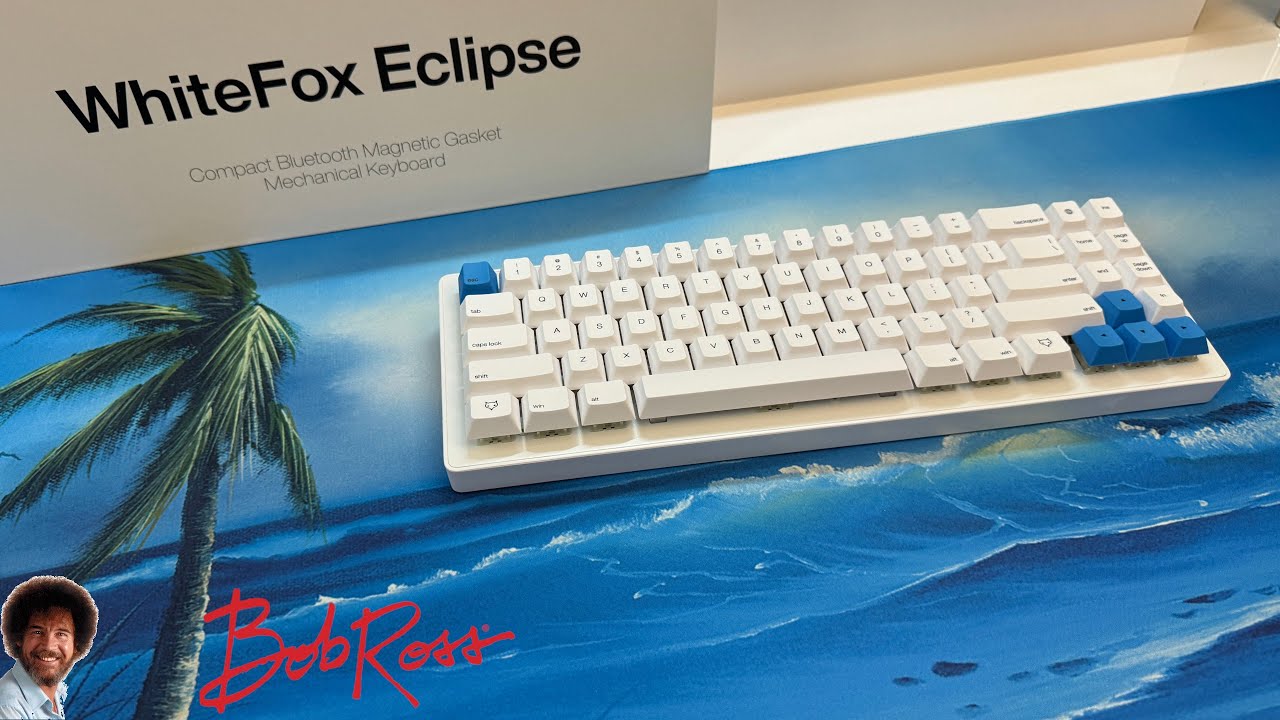 Bob Ross Deskmat + WhiteFox Eclipse Keyboard = Aesthetic