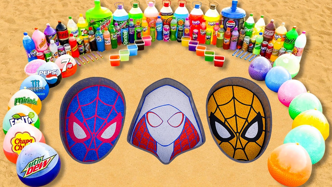 How to make Spiderman Family with Blue & Orange Spiderman and SpiderGwen, Fanta, Coca Cola vs Mentos
