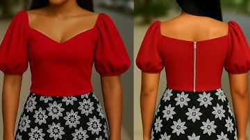 How To Cut An Off Shoulder Top With Puff Sleeve| Cutting & Sewing Tutorial for Beginners