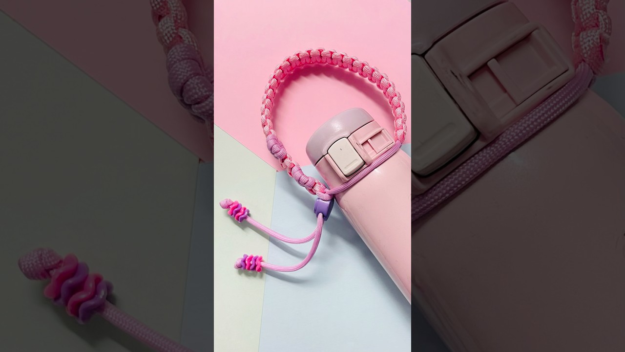 かわいいドリンクホルダー作りたい❤️リボン編みで作るよ🎀#shorts #パラコード#編み方#ドリンクホルダー#ペットボトルホルダー#PR#隠れ工房greenocean