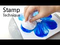 (472) Blue flower | Plastic Wrap Stamp Technique | Fluid Acrylic for beginners | Designer Gemma77