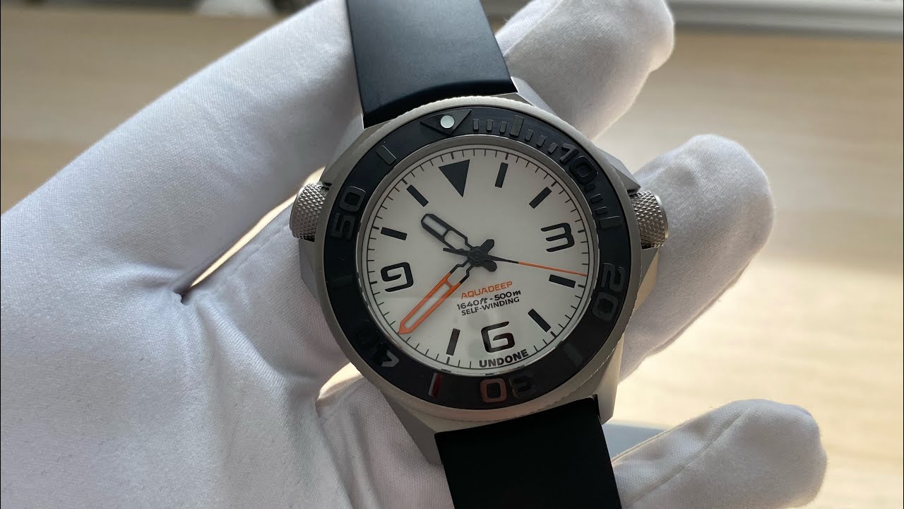 Men's silver Undone Watch AquaLume Black 43MM Automatic