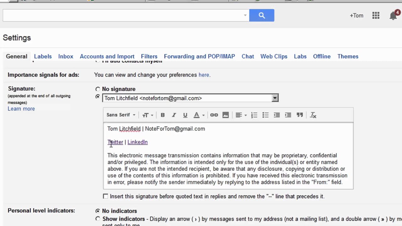 Add An Automatic Signature To Gmail Messages YouTube