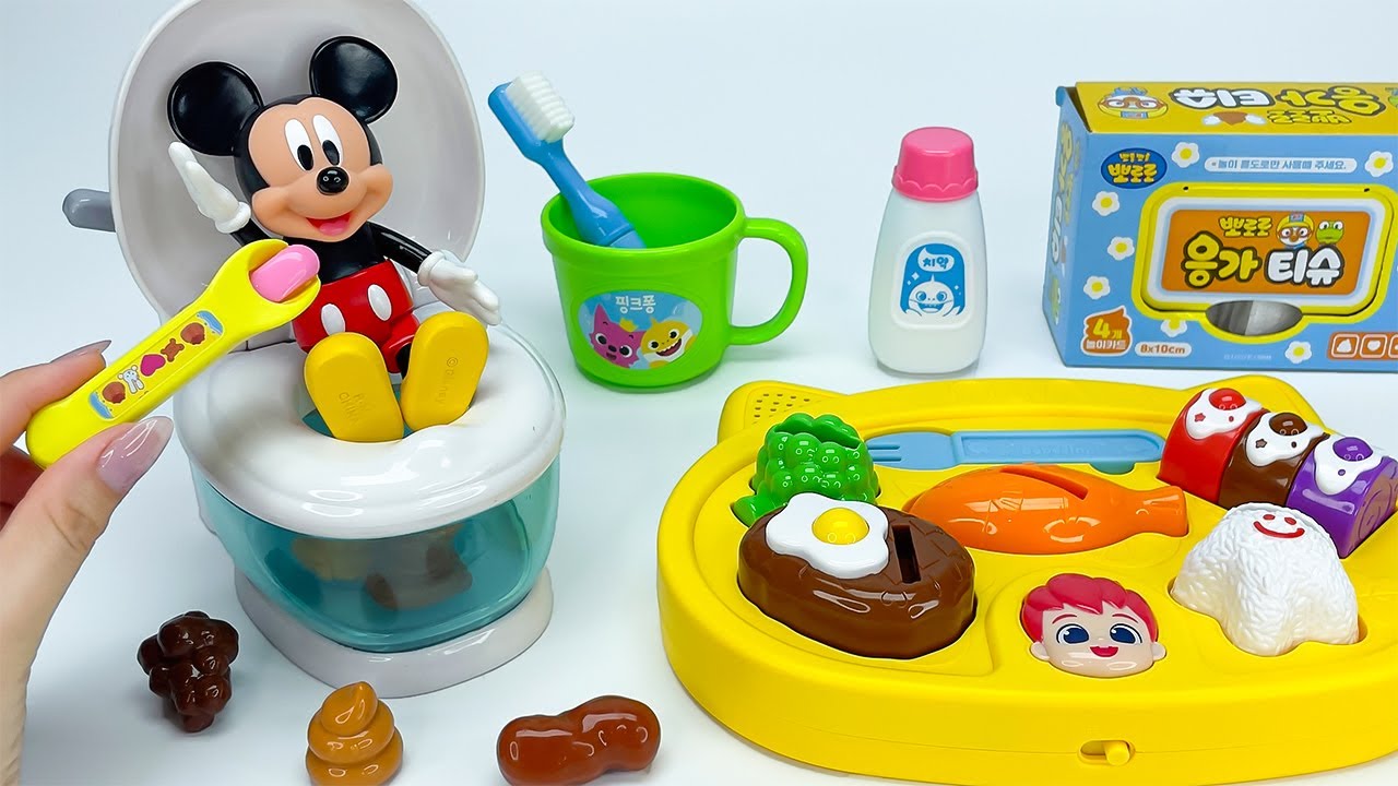 💩Mickey Mouse Potty training Toy & Eating ASMR🚽  Satisfying Unboxing Mickey Kitchen ASMR Toy Review