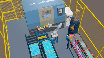 Digital Manufacturing_Robotic Machine Tending System_3D CAD Industrial Animation