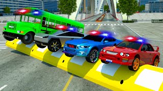 Police Cars Vs Massive Speed Bump Wheel City Heroes Wch Police Truck Cartoon