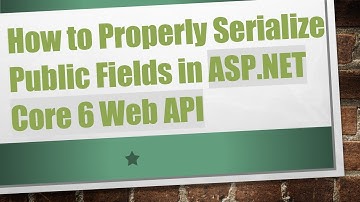 How to Properly Serialize Public Fields in ASP.NET Core 6 Web API