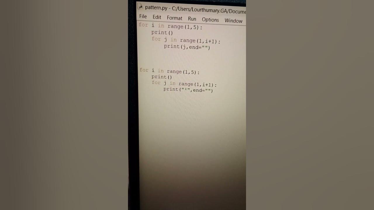 print pattern for loop in python @alltimenewone8759 #paython #pattern # ...
