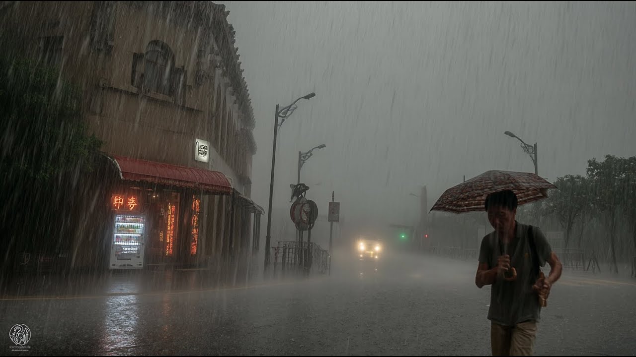 Storm outside, storm inside. Walking in the Heavy Rain. Relaxing Sound for Sleep. White Noise.