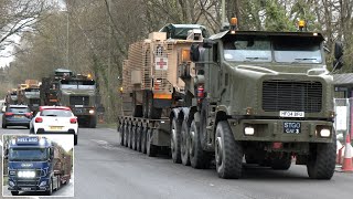 British Army trucks hauled by tank transporters, tow trucks and other lorries 🪖 🚚
