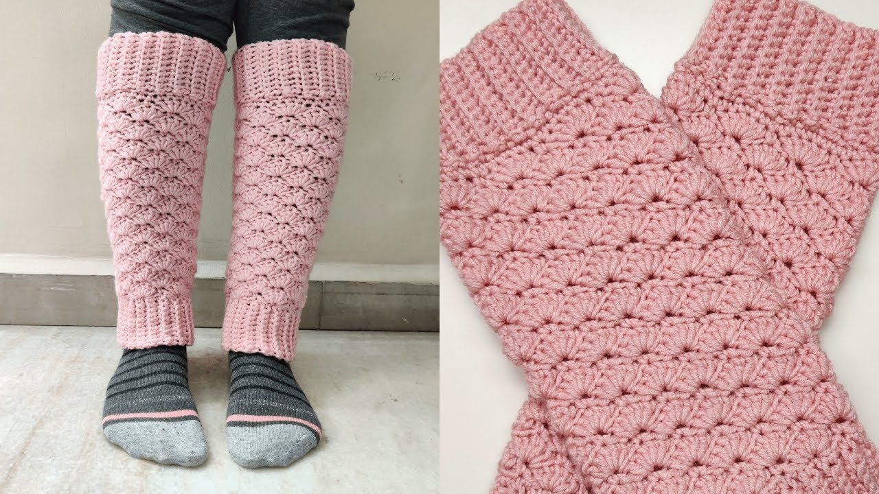 Crochet Shell Leg Warmers  Ribbed Legwarmers Easy Tutorial for Beginners  (Right Handed Tutorial) 