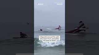 A small plane crashed into the ocean near a crowded New Hampshire beach. Nobody onboard was injured.