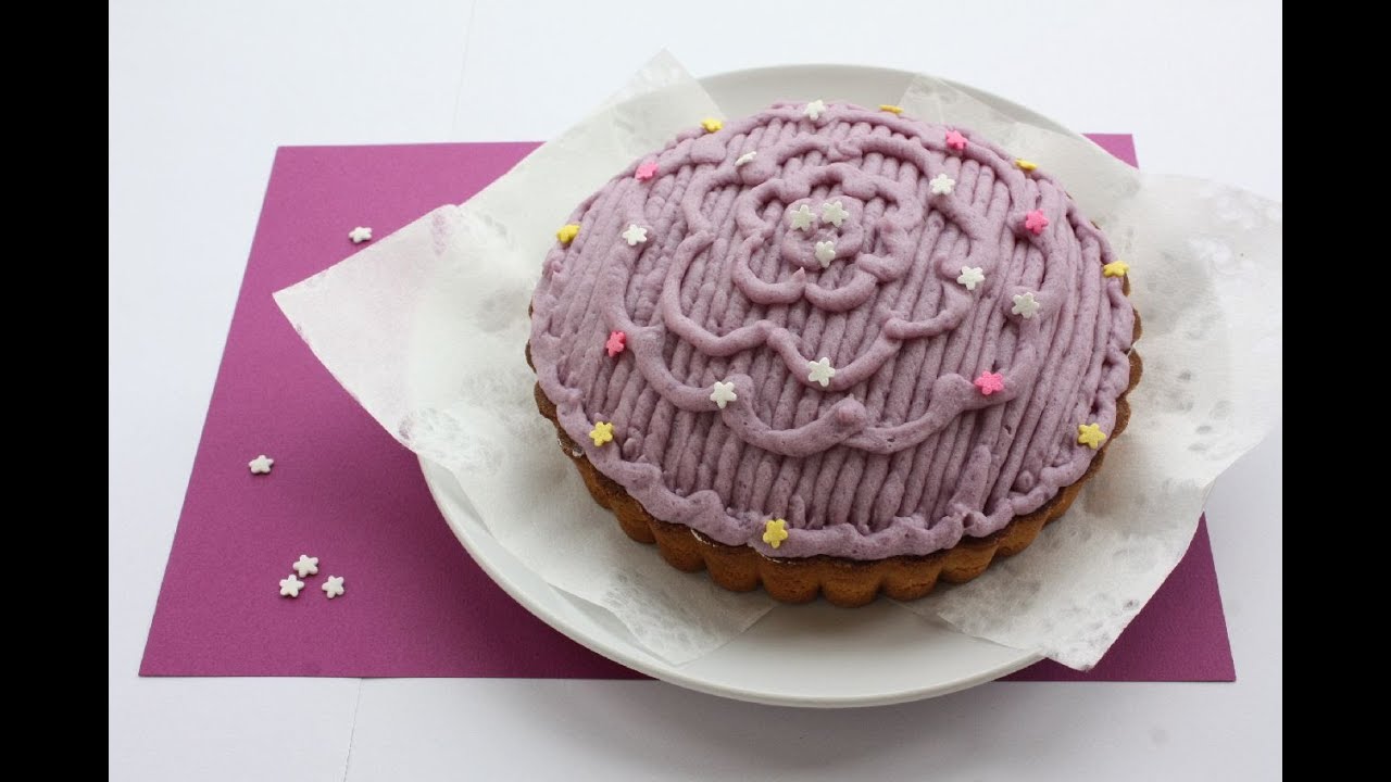 紫芋のモンブランタルト風ケーキ作り方 市販のタルト台で簡単に Youtube