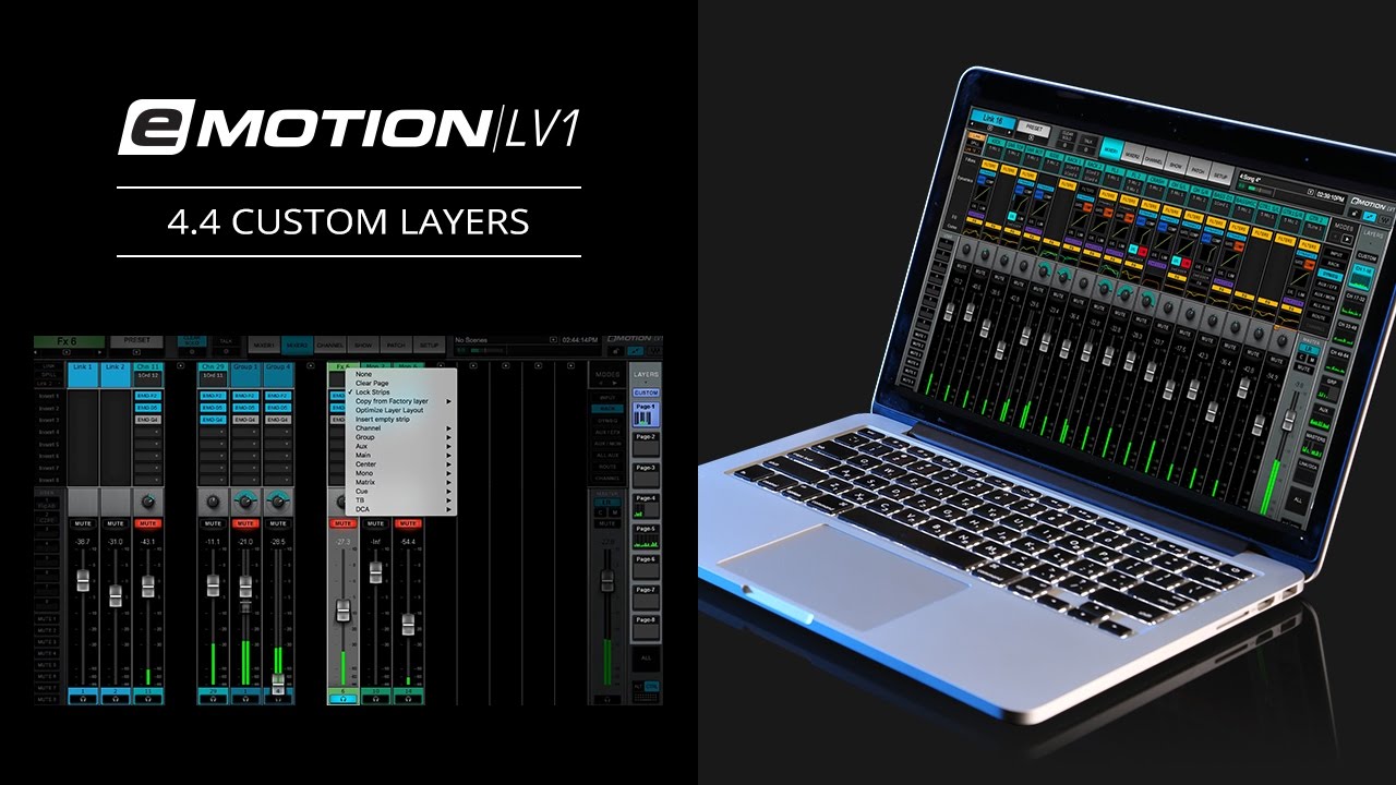 eMotion LV1 Tutorial 4.4: Mixer Window – Custom Layers 