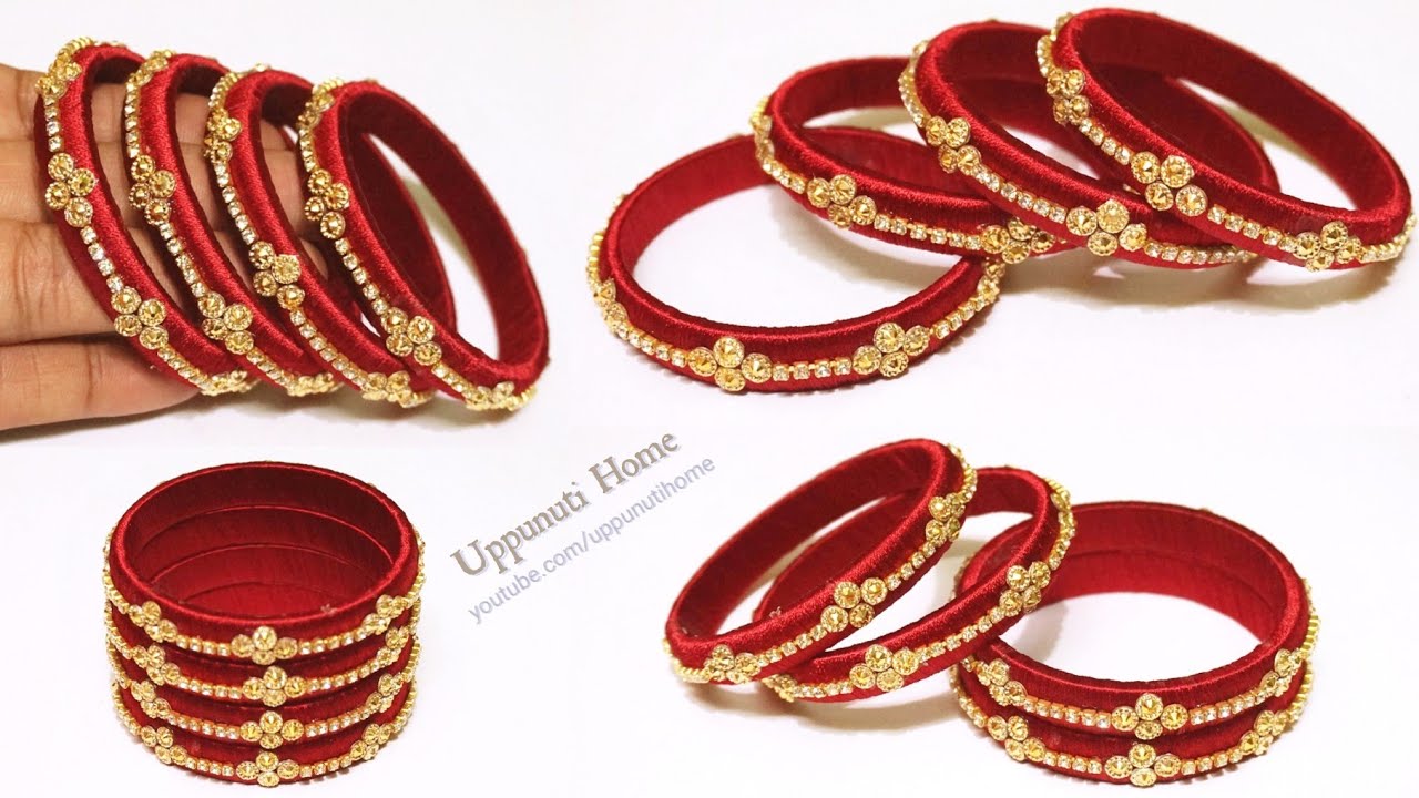 How To Make Simple & Beautiful Silk Thread Bangles  At Home | DIY | Making Fancy Side Bangles Set