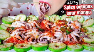 ASMR SPICY OCTOPUS X SOUR MANGO , EXTREME CRUNCHY CHEWY EATING SOUND | LINH-ASMR