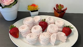 How to make strawberry Marshmallow Russian zephyr طريقة عمل مارش ميلو زيفيرالروسي بالفرولة