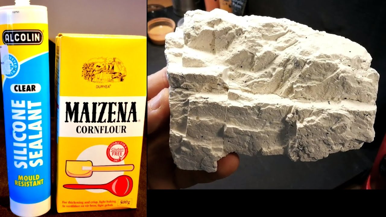 How to make silicone and corn starch molds for plaster rocks 