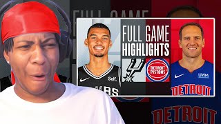 WEMBY FIRST CAREER TRIPLE DOUBLE! Lvgit Reacts SPURS at PISTONS | FULL HIGHLIGHTS | January 10, 2024