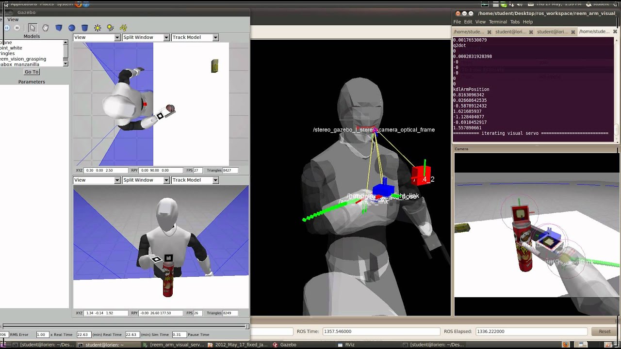 Position Based Visual Servoing simulation