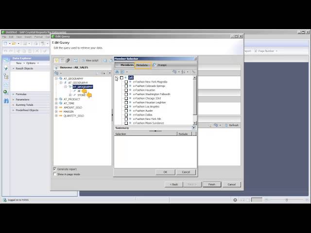 Connect to a HANA view and create a report: Crystal Reports for Enterprise 4.1 SP4