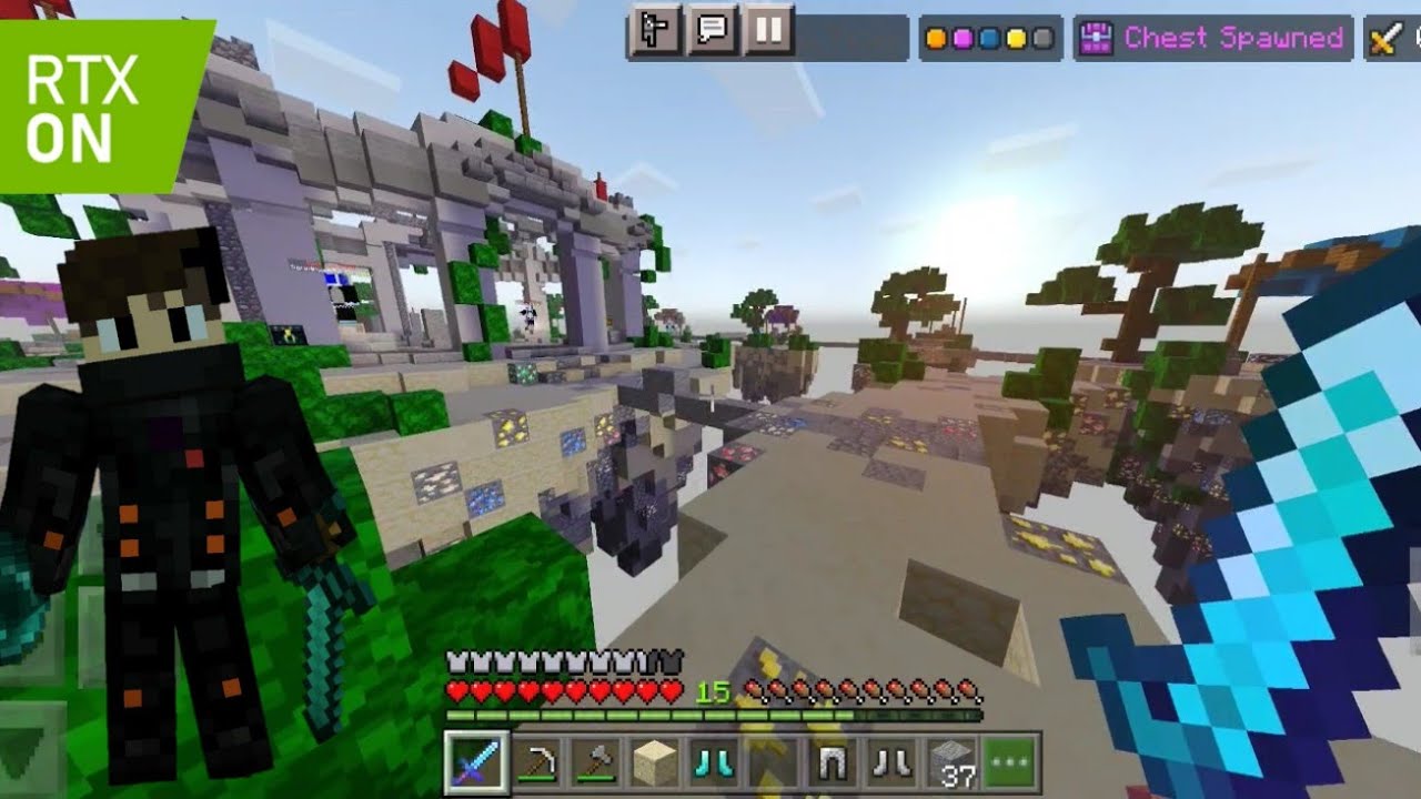 Hive Skywars but RTX is on!! @NotTechGamer #mcpe