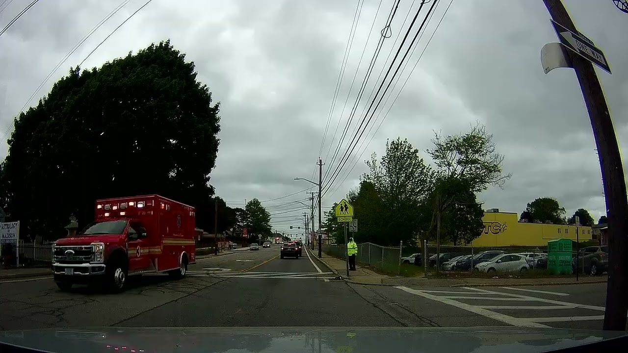 North Providence Fire Department Rescue 3 Responding Code 3 on Mineral Spring Avenue