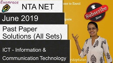 Information & Communication Technology (ICT): NTA NET Paper 1 June 2019 (Past Paper Solutions)