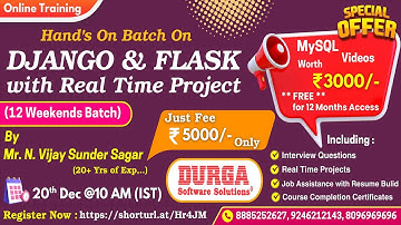 DJANGO & FLASK with Real Time Project (12 Weekends Batch) Online Training @ DURGASOFT