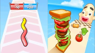Gummy Worm Go! VS Sandwich Runner - All Levels SpeedRun Gameplay (Android, iOS) Part 1