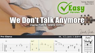 We Don't Talk Anymore (Easy Version) - Charlie Puth ft. Selena Gomez | Fingerstyle Guitar