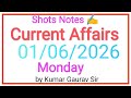 1 june 2026 Current Affairs l Shots Notes by Kumar Gaurav Sir