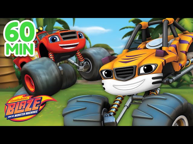 Stripes Monster Machine Rescues! w/ Blaze, 60 Minute Compilation