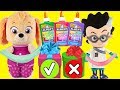 Mystery Box Slime Challenge with Paw Patrol Skye and PJ Masks Romeo