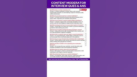Content Moderator Interview Questions and Answers | Content Moderator Job Interview