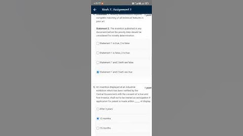 Week 2 : Assignment 2 ( Patent law for Engineers and Scientists ) 2023 #swayam  #nptel #assignment