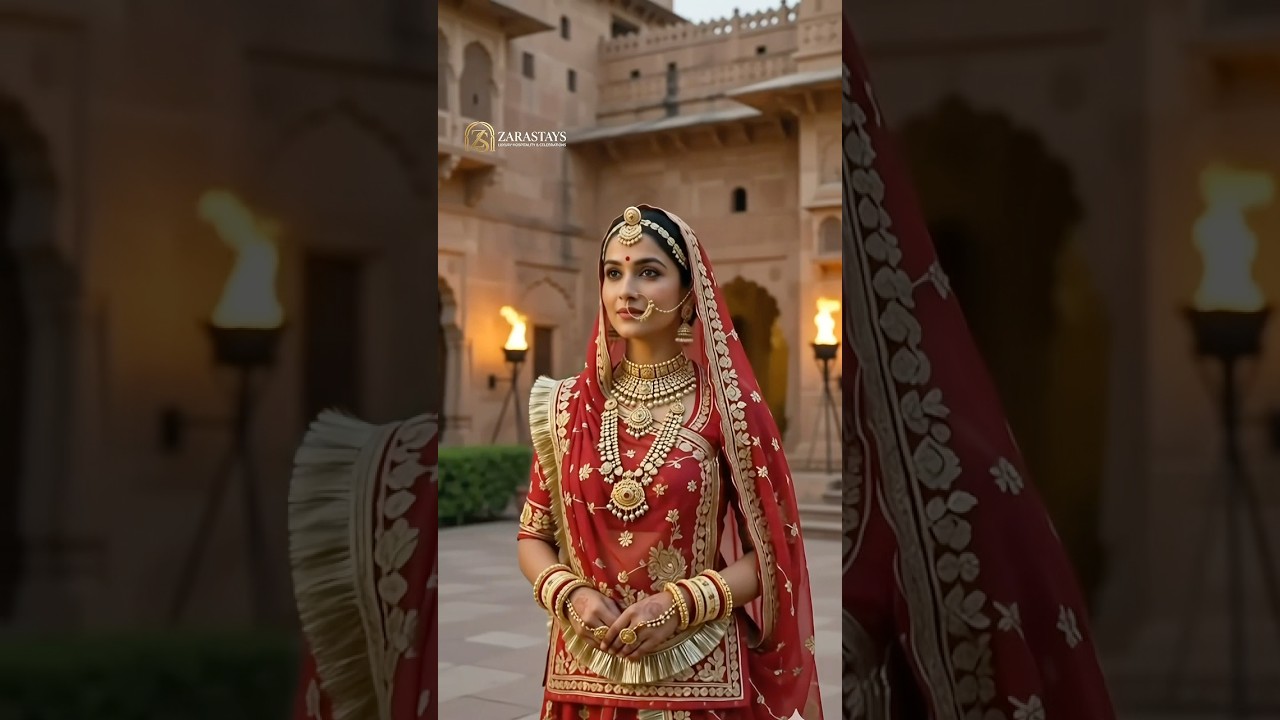 Video preview: Bride in red wedding attire and green jewellery