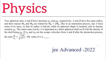 Two spherical stars A and B have densities Pa and Pb respectively A and B have the same radius and