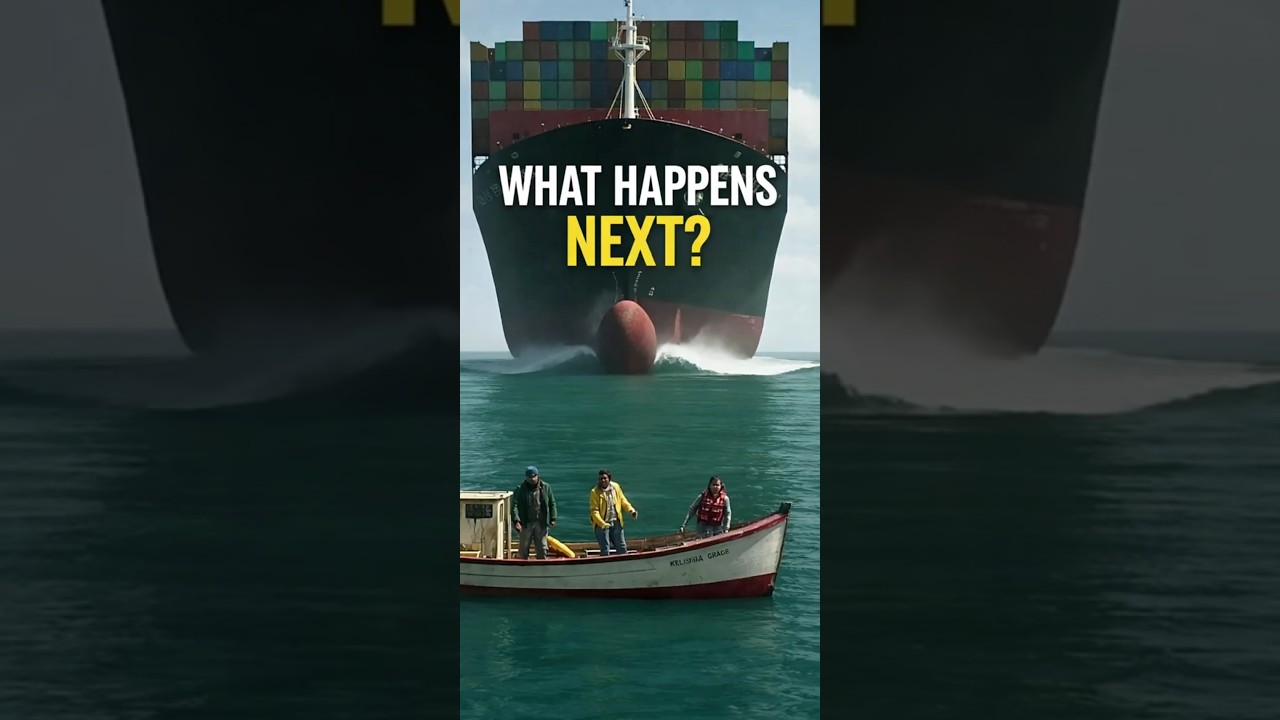 Giant Cargo Ship vs Small Fishing Boat 😱🚢 #shorts