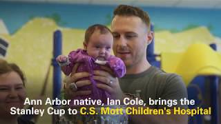 Ian Cole and Stanley Cup visit C.S. Mott Children's Hospital