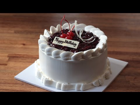 Homemade birthday cake recipe  Cherry whipped cream cake