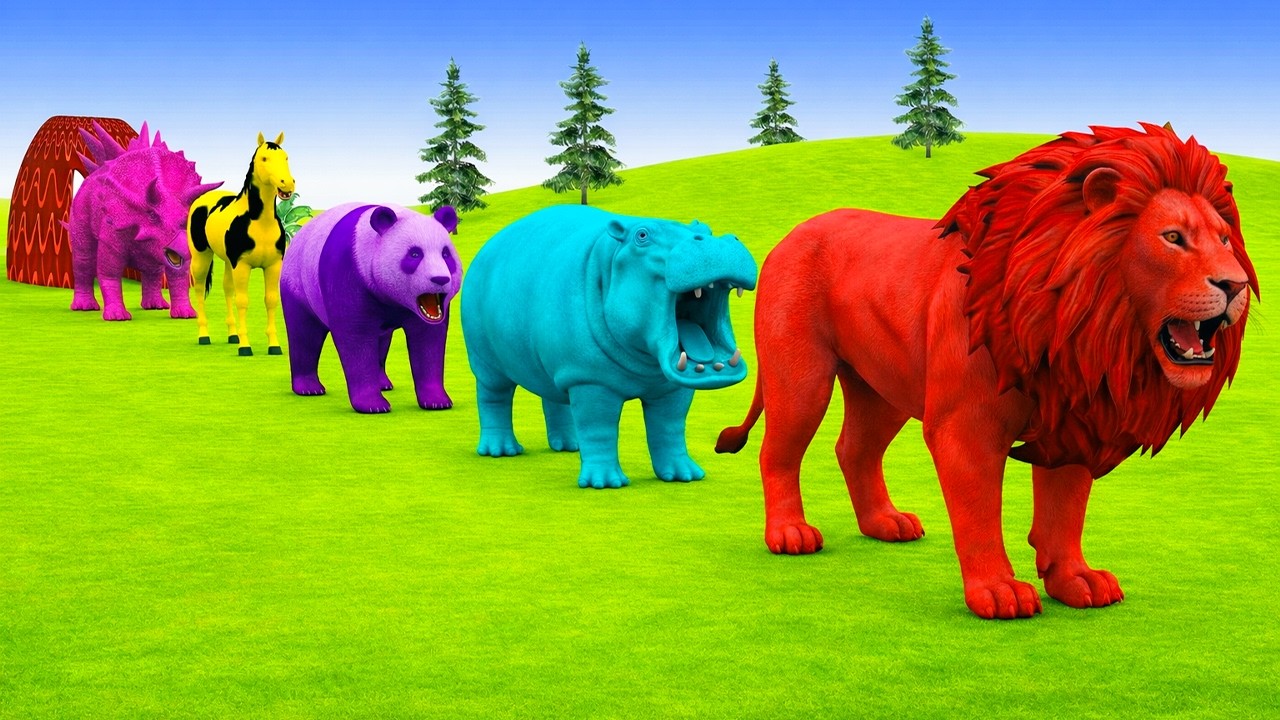 Long Slide Game With Cow Elephant Gorilla Hippopotamus Tiger 3d Animal Game Funny 3d Animals