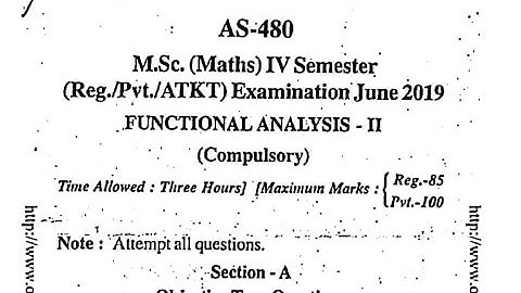 Functional analysis Old paper || Msc 4th semester ||