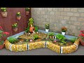 Garden decor! Easy to DIY awesome waterfall aquarium from pebbles