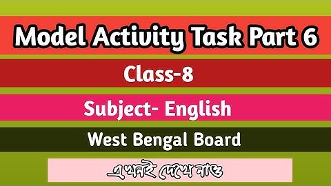 Class 8 ❤️ English ❤️  Model Activity Task Part 6