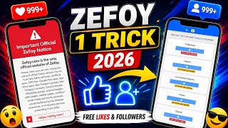 Zefoy New Trick 2026 | Latest Update ✅ 100% Working | Free TikTok Followers